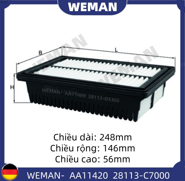 WEMAN Lọc gió AA11420 HYU*DAI/KI-A Accetn CARENS Carens I20