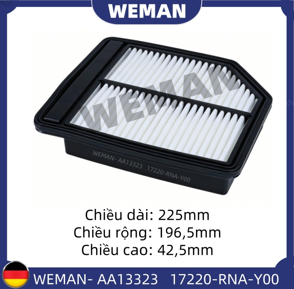WEMAN Lọc gió AA13323 Ho*da CiViC OEM 17220-RNA-Y00 WEMAN Lọc gió AA13323 Ho*da CiViC