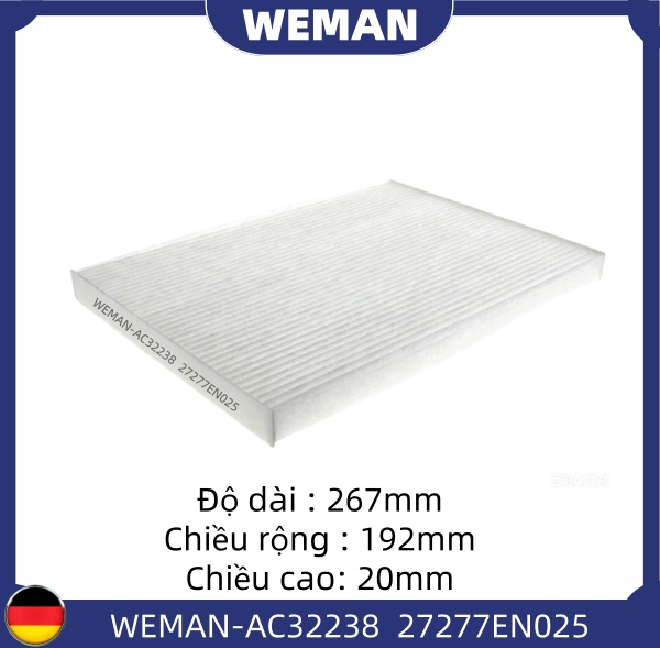 WEMAN Lọc gió điều hòa AC32238 OEM 27277EN025 WEMAN Lọc gió điều hòa AC32238