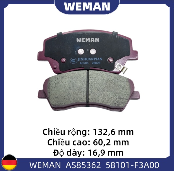 WEMAN Má phanh AS85362 HYU*DAI/KI-A Elantra OEM 58101-F2A00 WEMAN Má phanh AS85362 HYU*DAI/KI-A Elantra