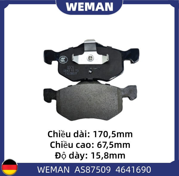 WEMAN Má phanh AS87509 For-d Escape OEM 4641690 WEMAN Má phanh AS87509 For-d Escape