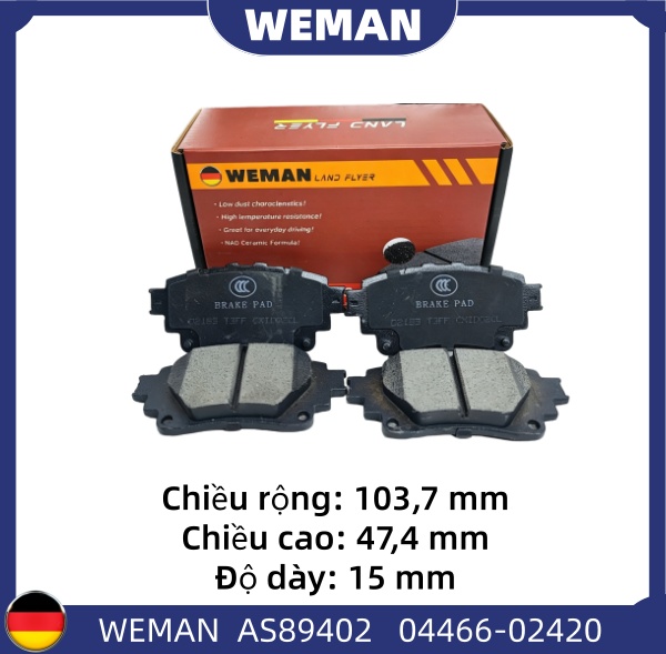 WEMAN Má phanh AS89402 Toy*ta Vios Yaris Altis Corolla Cross OEM 0446612160 WEMAN Má phanh AS89402 Toy*ta Vios Yaris Altis Corolla Cross