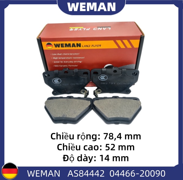 WEMAN Má phanh AS84442 Toy*ta Altis Vios Yaris OEM 0446620090 WEMAN Má phanh AS84442 Toy*ta Altis Vios Yaris