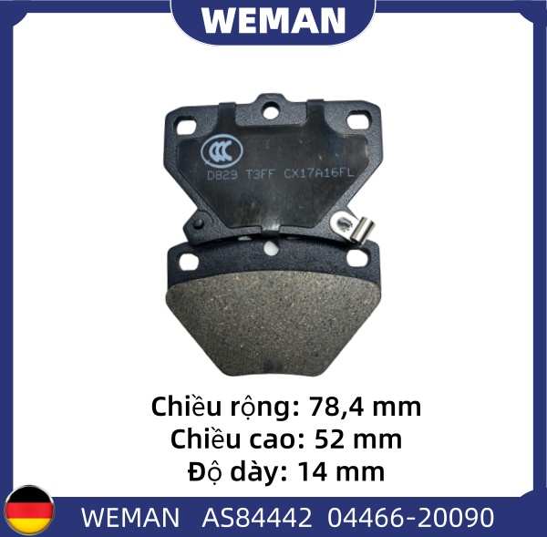 WEMAN Má phanh AS84442 Toy*ta Altis Vios Yaris OEM 0446620090 WEMAN Má phanh AS84442 Toy*ta Altis Vios Yaris