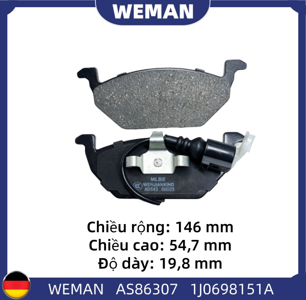 WEMAN Má phanh AS86307 M-G MG5